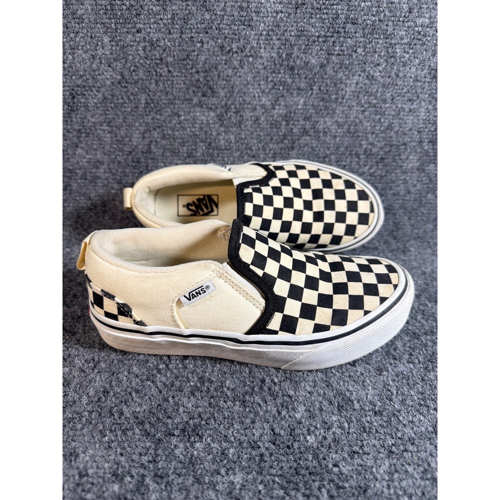 Vans Kids Classic Slip-On Checkerboard Black White Sneakers Size 1 Youth - Picture 3 of 6